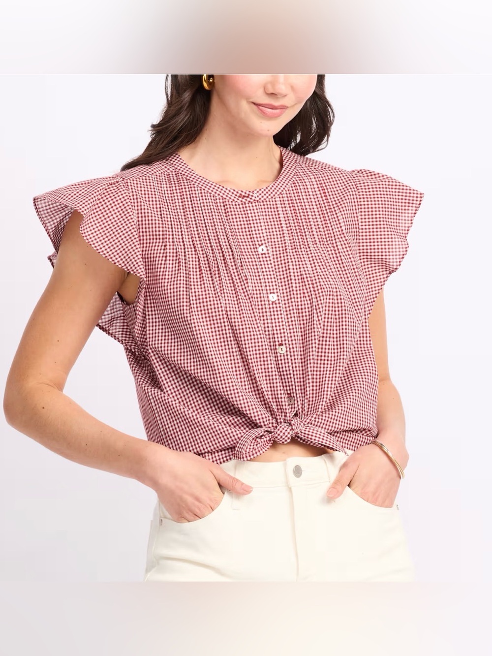 Market & Spruce Emile Cotton Blouse Red Large NWT STITCH FIX